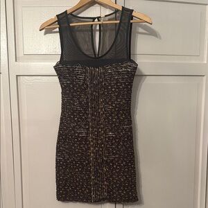 Free People Elegant Black and Brown Sleeveless Bodycon Dress